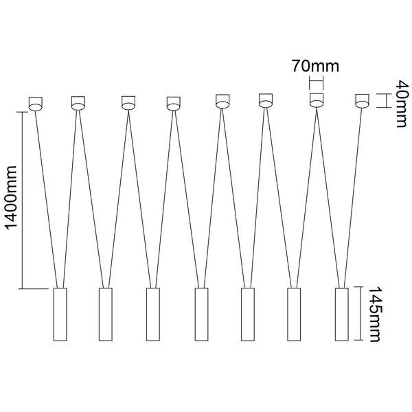 LAMPA wisząca Viva VII Nero Orlicki Design loftowa OPRAWA metalowy zwis kaskada czarna
