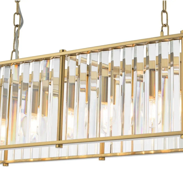 Zwisająca lampa na łańcuchu Kiran KIR3435 do salonu kryształ mosiądz