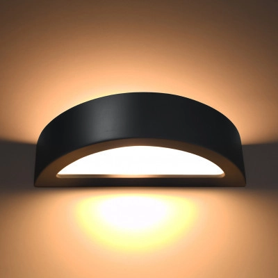 LAMPA ścienna SL.0874 ceramiczna OPRAWA półokrągły kinkiet czarny