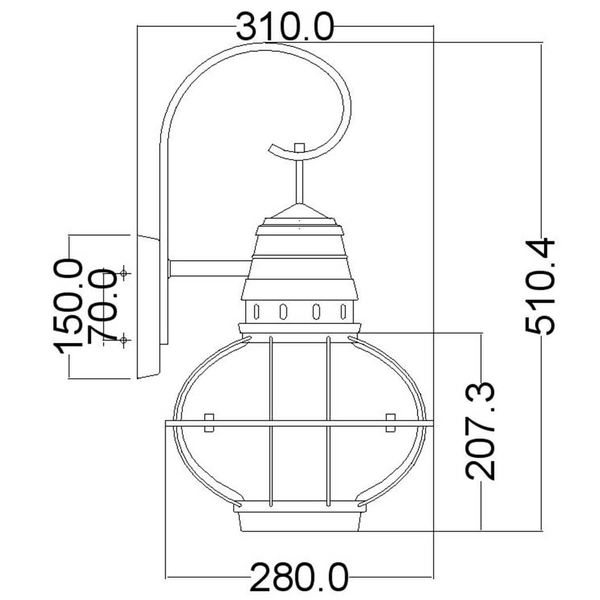 Ścienna lampa zewnętrzna Bridge Point KL-BRIDGEPOINT-L-NBR IP44 mosiądz