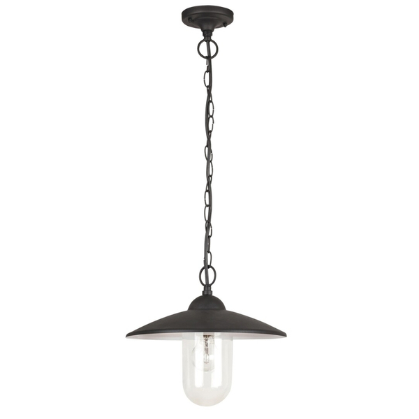 Ogrodowa LAMPA wisząca VIGO 8687 Rabalux metalowa OPRAWA kopuła ZWIS industrialny IP44 czarny matowy biały przezroczysty