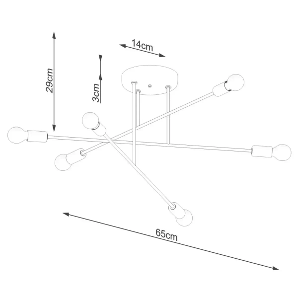 Asymetryczna lampa sufitowa Norah SL.1453 Sollux do salonu czarna