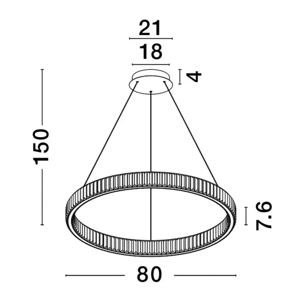 Ring lampa wisząca Bauta crystal LED 47W 3500K nad stół złota