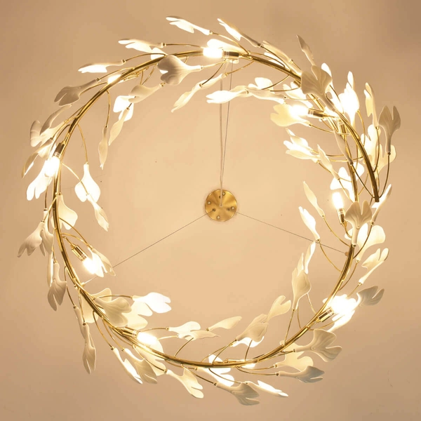 Ceramiczna lampa zwisowa Botanika XY080P-100 Step ozdobna liście złota biała