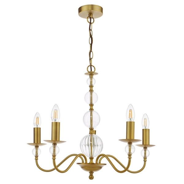 Zwisający żyrandol Wrest WRE0545-EH Dar Lighting regulowany świecznikowy mosiężny