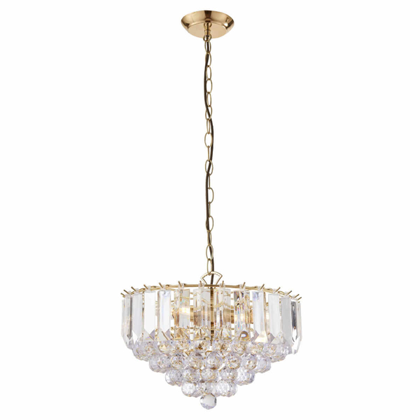 Lampa wisząca z kryształkami Fargo FARGO-14BP Endon mosiądz przezroczysta