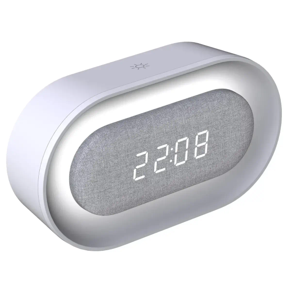 Lampka nocna z budzikiem Kaja 328137 LED 1,3W 3000K biała szara