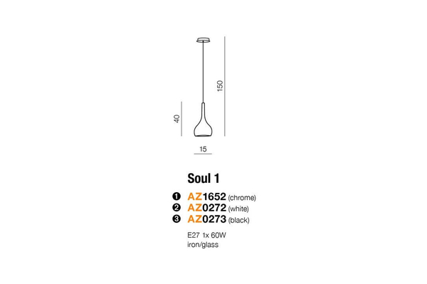 Wisząca lampa nowoczesna Soul kropla do sypialni chrom