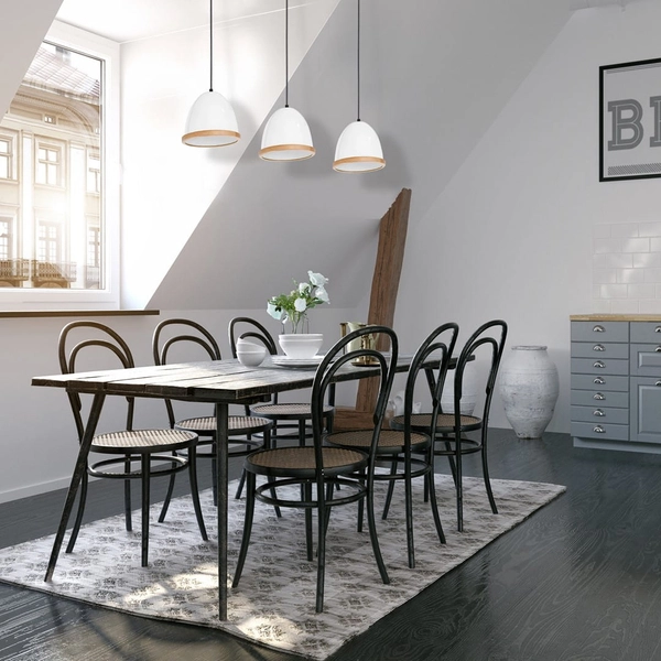 Skandynawska LAMPA wisząca STUDIO MLP8850 Milagro metalowa OPRAWA listwa ZWIS hygge biały drewno