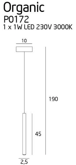 LAMPA wisząca ORGANIC P0172 Maxlight metalowa OPRAWA LED 1W 3000K zwis sopel chrom