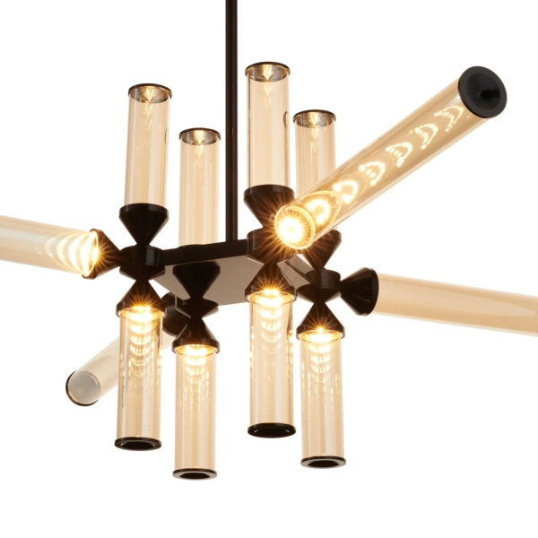 Żyrandol loftowy czarny bursztynowy QUADRO LED 36W 3000K RH115-12P amber