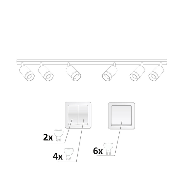 Sufitowo-ścienna lampa do salonu Paris 322319 regulowane tubki białe