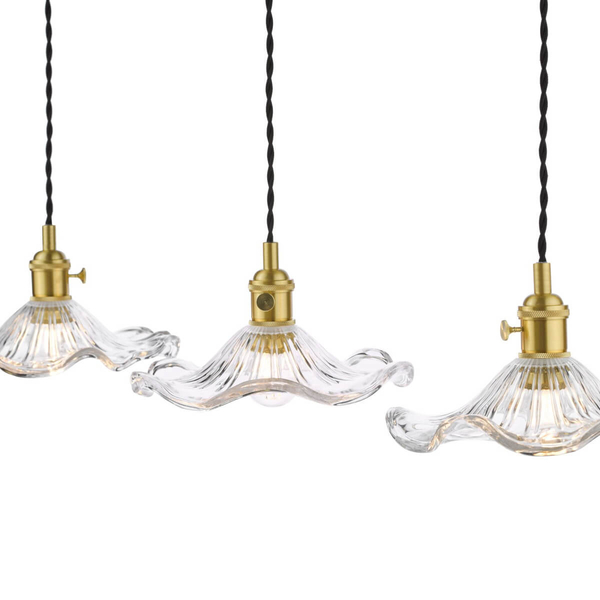 Falista lampa wisząca Hadano HAD3640-12 szklana mosiądz przezroczysty