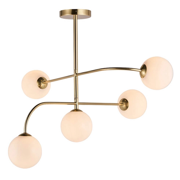 Wielopunktowa lampa sufitowa Otto 75939 kulista mosiądz przezroczysty