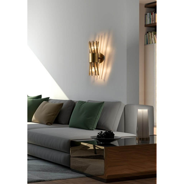 Szklana lampa na ścianę Lorenzo MSE010100338 Moosee metalowa kryształowa złota