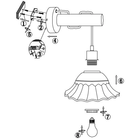 Ścienna LAMPA prowansalska JOWITA 54050W Globo ceramiczna OPRAWA kinkiet shabby biały