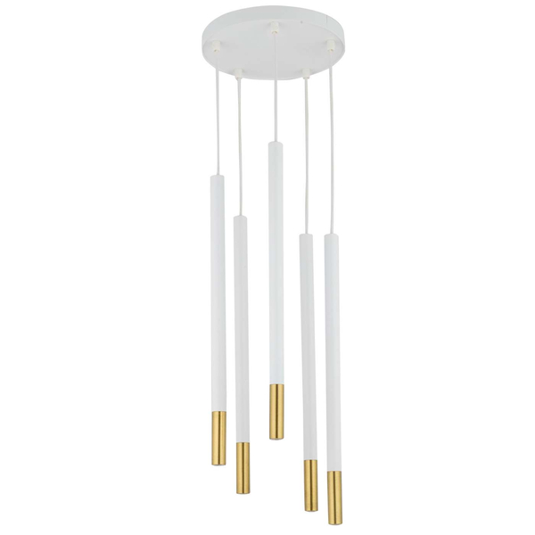 Modernistyczna LAMPA wisząca SOPEL DUE 33238 Sigma metalowa OPRAWA kaskada ZWIS tuby sople białe złote