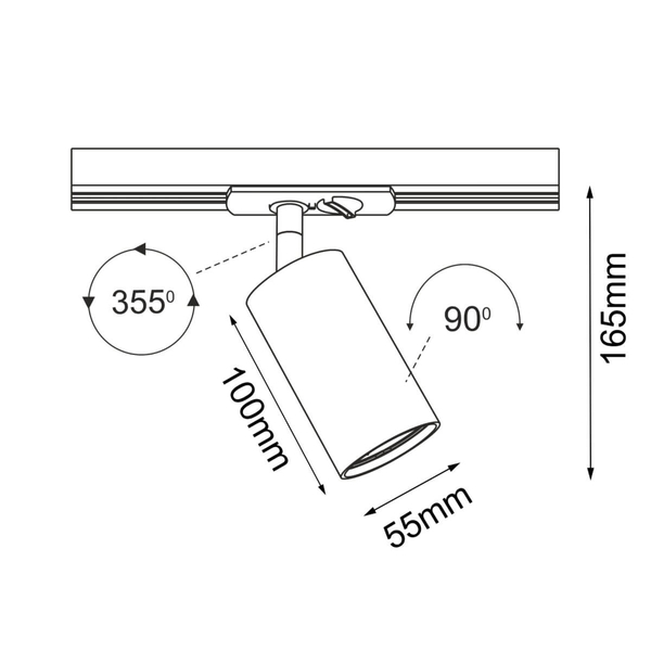 Lampa do szyny 1 fazowej z regulacją Ace 6254 BROSline tuba czarny