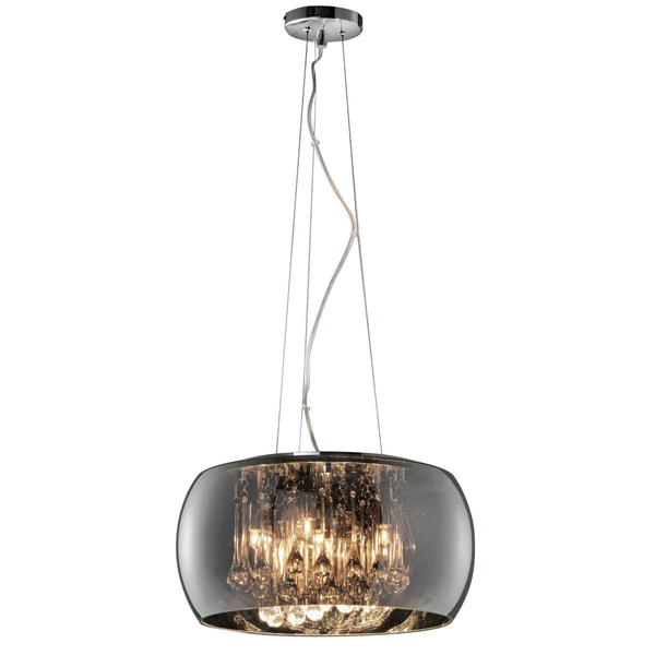 Zwisająca lampa VAPORE 311210506 Trio owalna kryształy srebrny