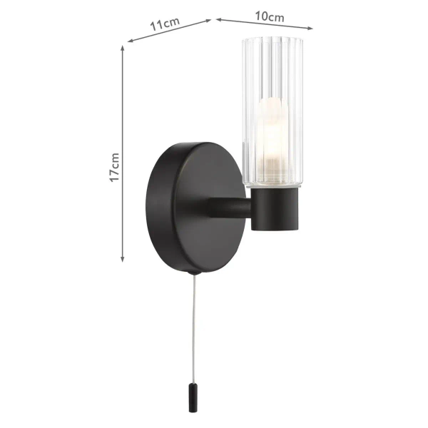 Łazienkowa lampa ścienna Bolton BOL0722 z włącznikiem IP44 czarny