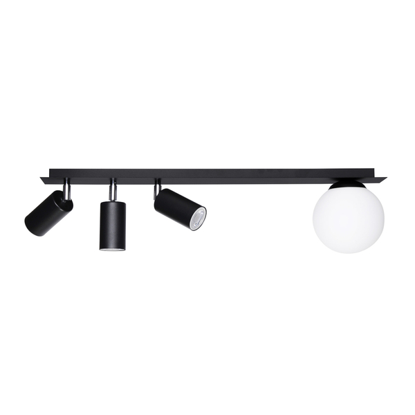 Sufitowa lampa czarna Albio K-4136 Kaja regulowane reflektorki kula do salonu