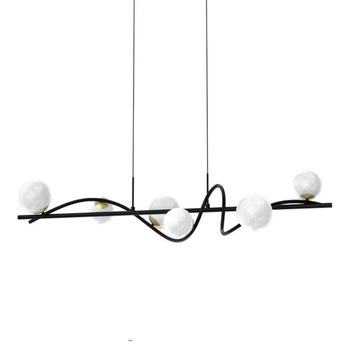 Kulista lampa wisząca Nisyro MD3145-6-EBGN Zumaline alabaster czarny złoty