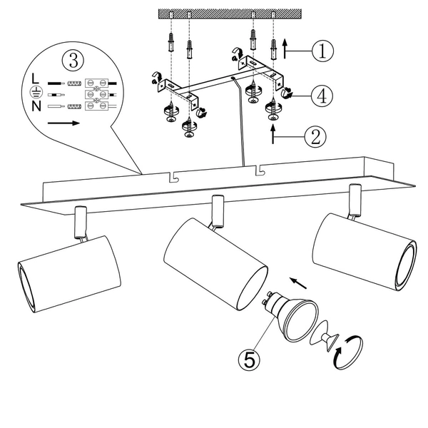 Reflektorki przysufitowe VANTOS DL301802400 białe tuby do kuchni