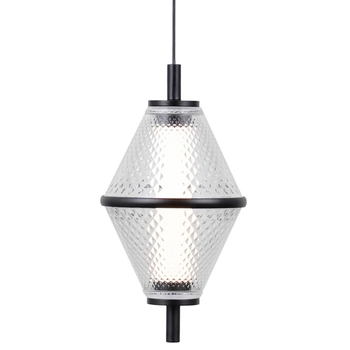 Wisząca lampa Fuente PND-34395-1-BK LED 5W 3000K szkło czarny przezroczysty