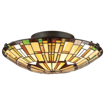 Witrażowy plafon Reed QZ-REED-F-VB do salonu szklany brązowy multikolor