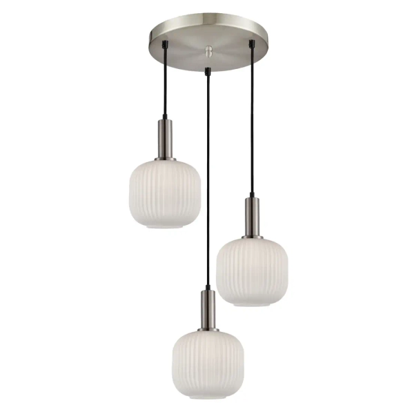Potrójna lampa wisząca Penzi PND-31981-3S-SC-WH szklana biała srebrna