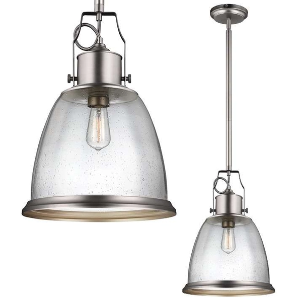 Wisząca LAMPA rustykalna FE-HOBSON-P-L-SN Elstead FEISS loftowa OPRAWA szklana ZWIS hygge nikiel przezroczysty