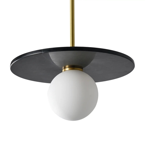 Marmurowa lampa wisząca Bilo PL0136-BK Yaskr kula biała czarna mosiądz OUTLET