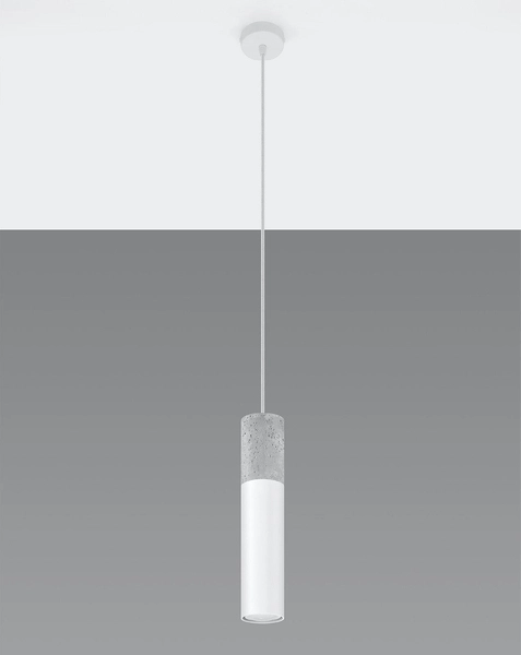 Wisząca LAMPA skandynawska SL.0647 metalowa OPRAWA tuba ZWIS okrągły beton biały