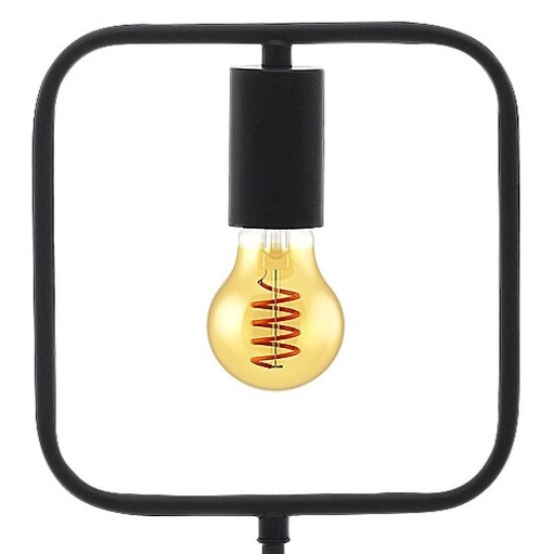 Industrialna lampka stołowa Rufin 3219 metalowa ramka czarna drewno