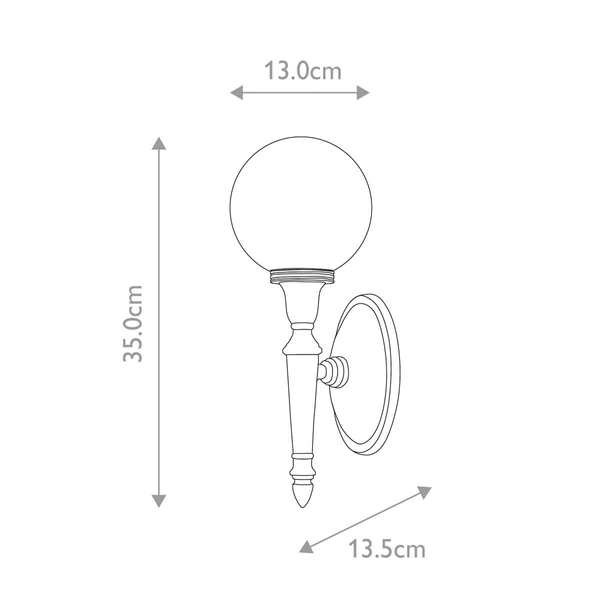 Stylowa lampa ścienna BATH-DRYDEN4-PB kula IP44 mosiądz