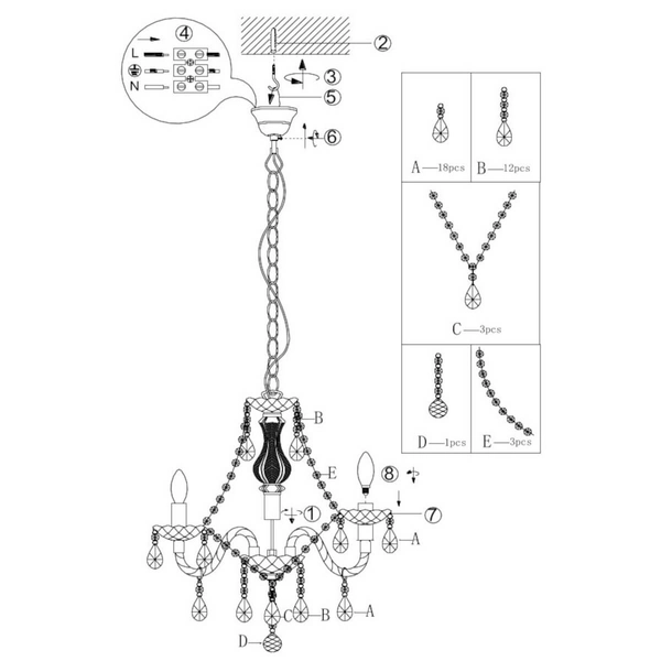 Wisząca salonowa lampa Luster R11073000 RL Light kryształy przezroczysty