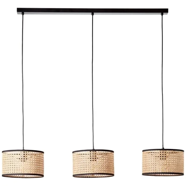 Potrójna lampa wisząca Wiley 99534/09 ratan metalowa brązowa czarna