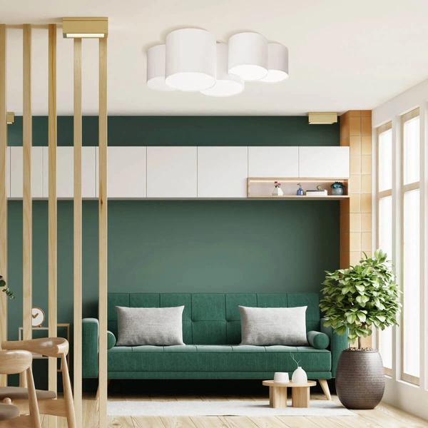 Nasufitowa lampa tkaninowa Mona 3443 TK Lighting do salonu biała