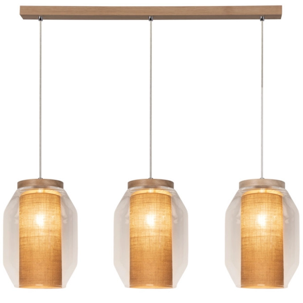 Lampa wisząca VASO JUTE 179110374 loft szklane słoiki przezroczyste drewno