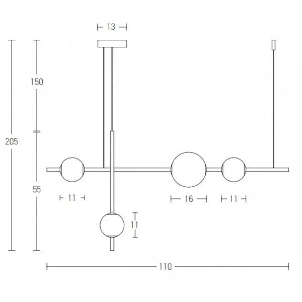 Ściemnialna lampa wisząca 20131 LED 19W 3000K szklane kule czarny