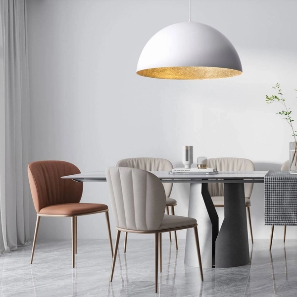 Skandynawska lampa wisząca Sfera okrągła biała złota