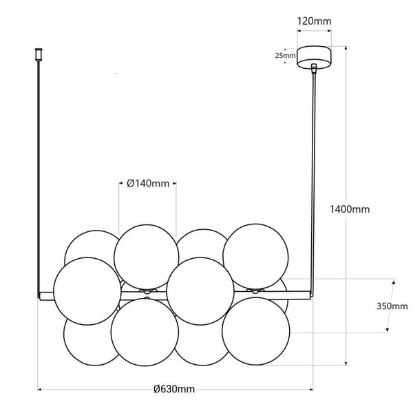 Lampa kulista wiesząca Vino ABR-GRAPPA-H-S Abruzzo balls czarne białe