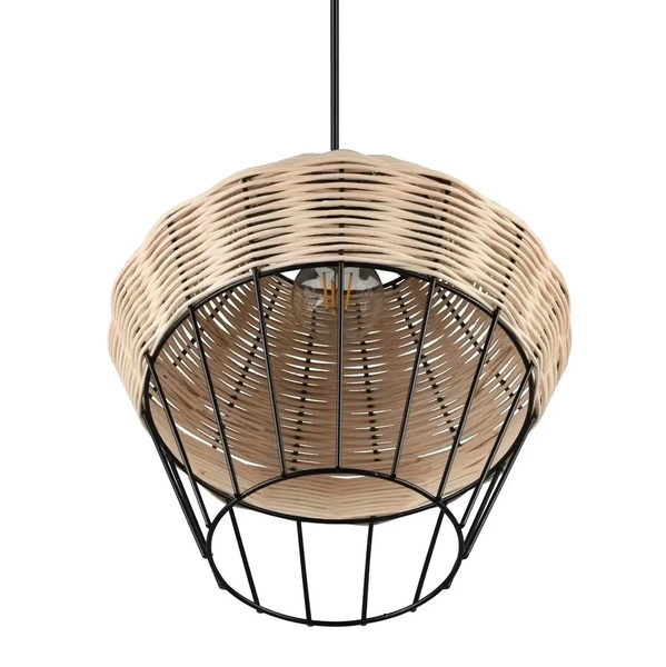 Zwisająca lampa Borka R31261936 RL Light koszyk druciak drewniana czarna