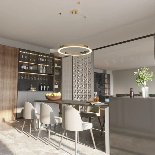 Wisząca lampa do salonu Aurum M PL0116-90-CCT LED 38W CCT złota