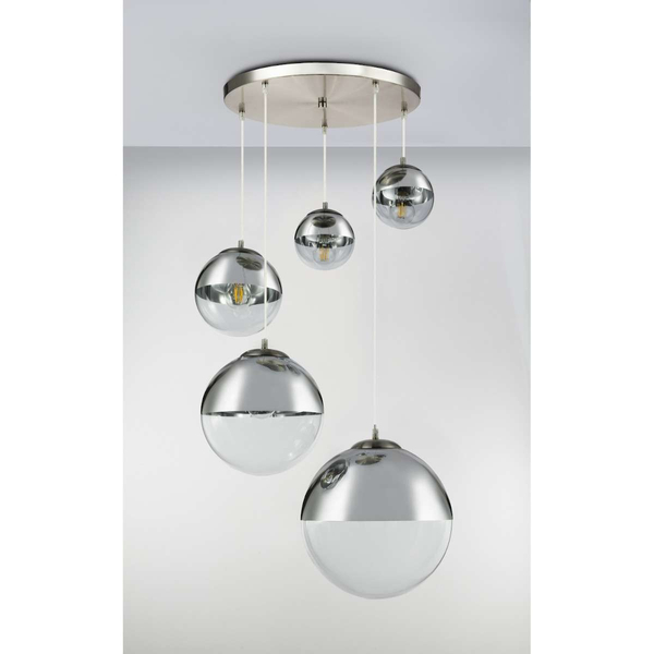 LAMPA wisząca VARUS 15851-5 Globo szklana OPRAWA zwis kaskada szklane kule balls chrom przezroczyste