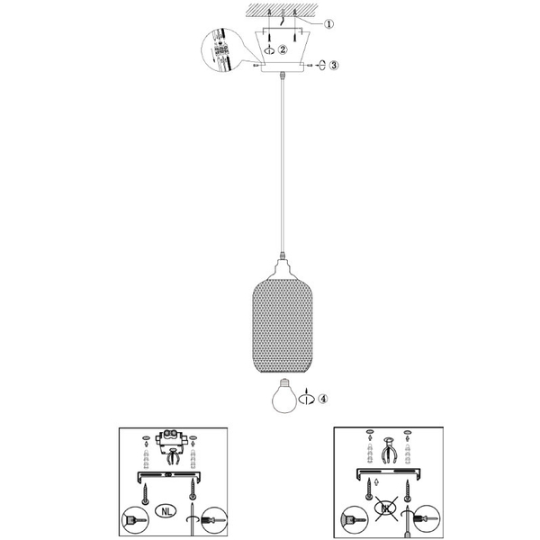 Loftowa LAMPA wisząca MESH 43404/15/30 Lucide druciana OPRAWA metalowy zwis czarny