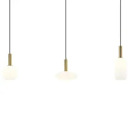 Potrójna wisząca lampa 22151 kule szklane białe złote