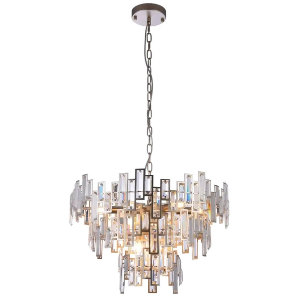 Kryształowa LAMPA wisząca ST PETERSBURG P09158CP Cosmolight pałacowy żyrandol do salonu szampański