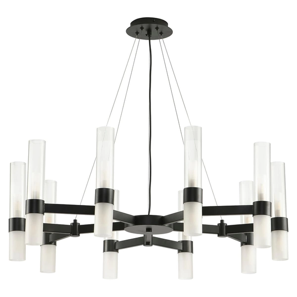 Nowoczesny żyrandol do salonu Candela DN1505-10 black Step szklane czarne
