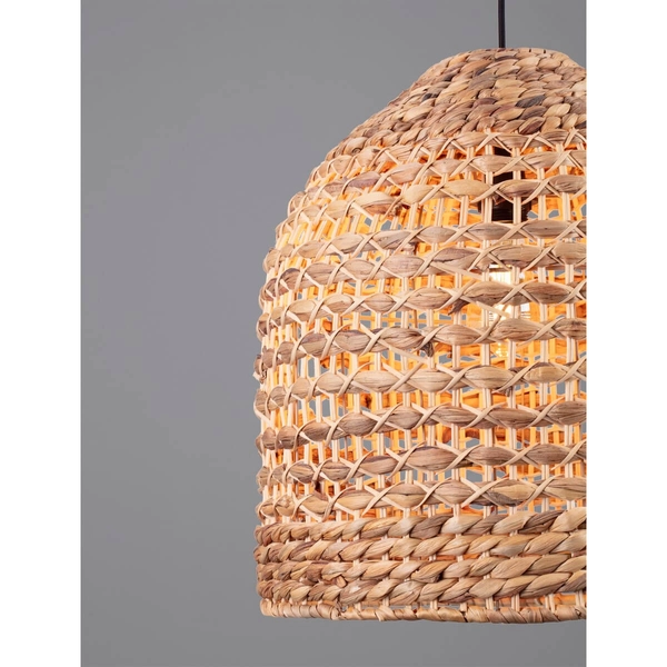 Zwisająca lampa nad stół GUARDIA LE44577 pleciona naturalna czarna